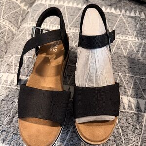 Toms Black Elastic Strap Open-Toe Sandal